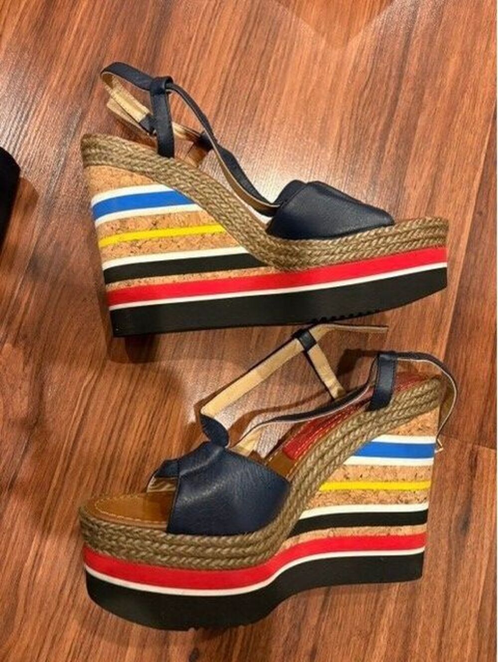 New Paloma Barceló Colorful Strappy Espadrille Wedge Sandals 41